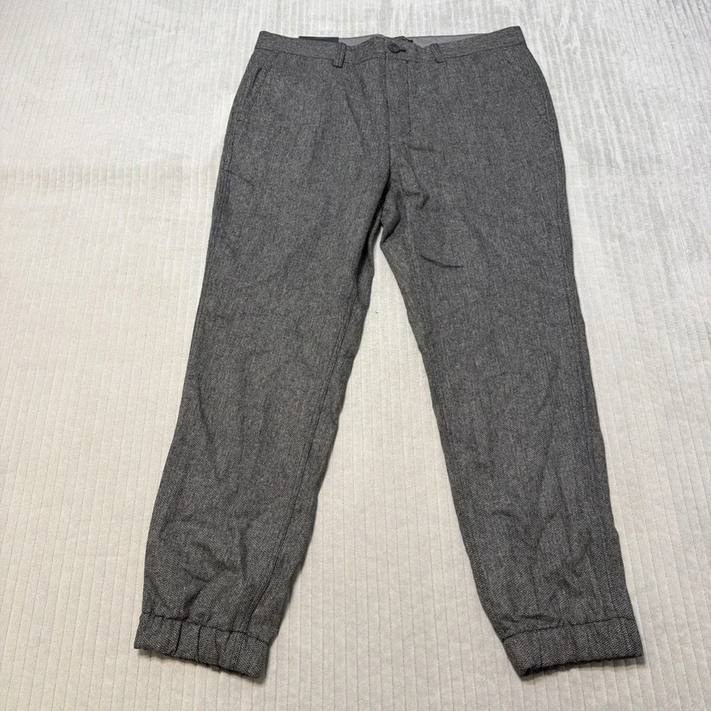 Banana Republic Pants Men 34x30 Gray Herringbone Aiden Fit Wool Blend Joggers